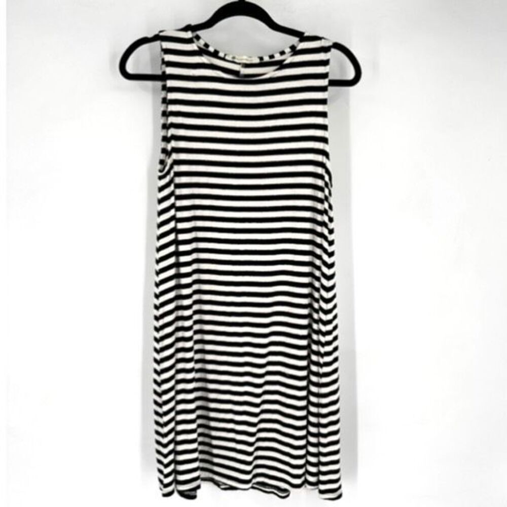 The Impeccable Pig Womens Striped Summer Mini Dress Black White Size Large